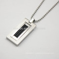 Remplissage en émail noir Rectangle Pendentif en acier inoxydable Collier Homme